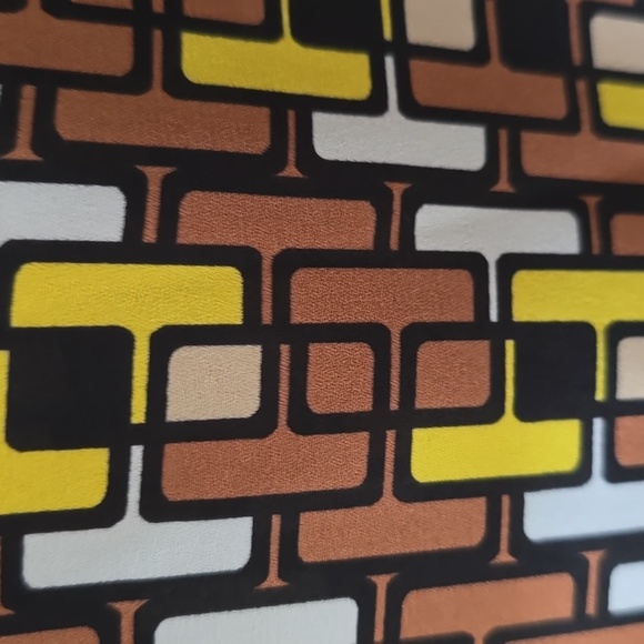 WORTHINGTON WOMENS PETITE PLUS BROWN & YELLOW SYMMETRICAL BLOUSE SIZE PXXL - Picture 9 of 16